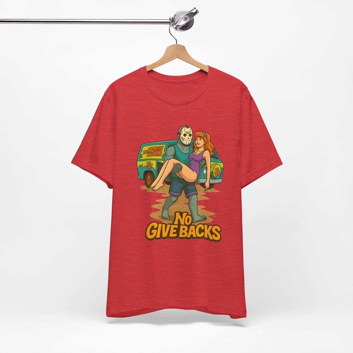 Horror Mashup Tee — 'No Give Backs' Jason & Daphne Retro Graphic T-Shirt