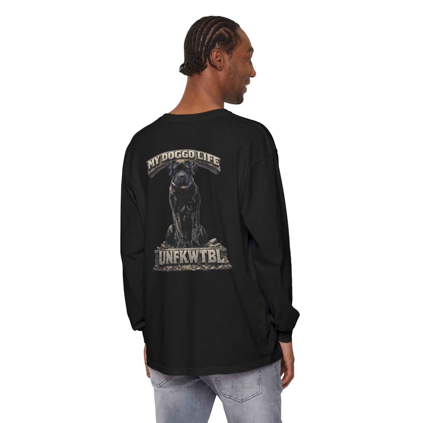 Long Sleeve T-Shirt — "My Doggo Life" Black Dog Graphic