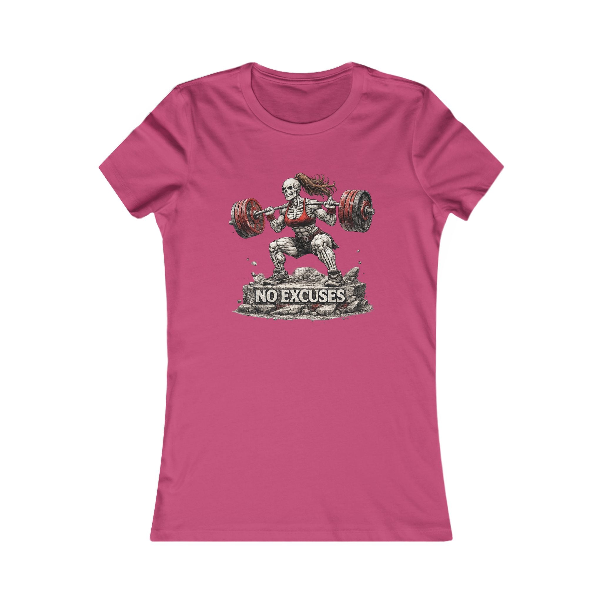 Women’s Fitness Tee — 'No Excuses' Weightlifting Graphic