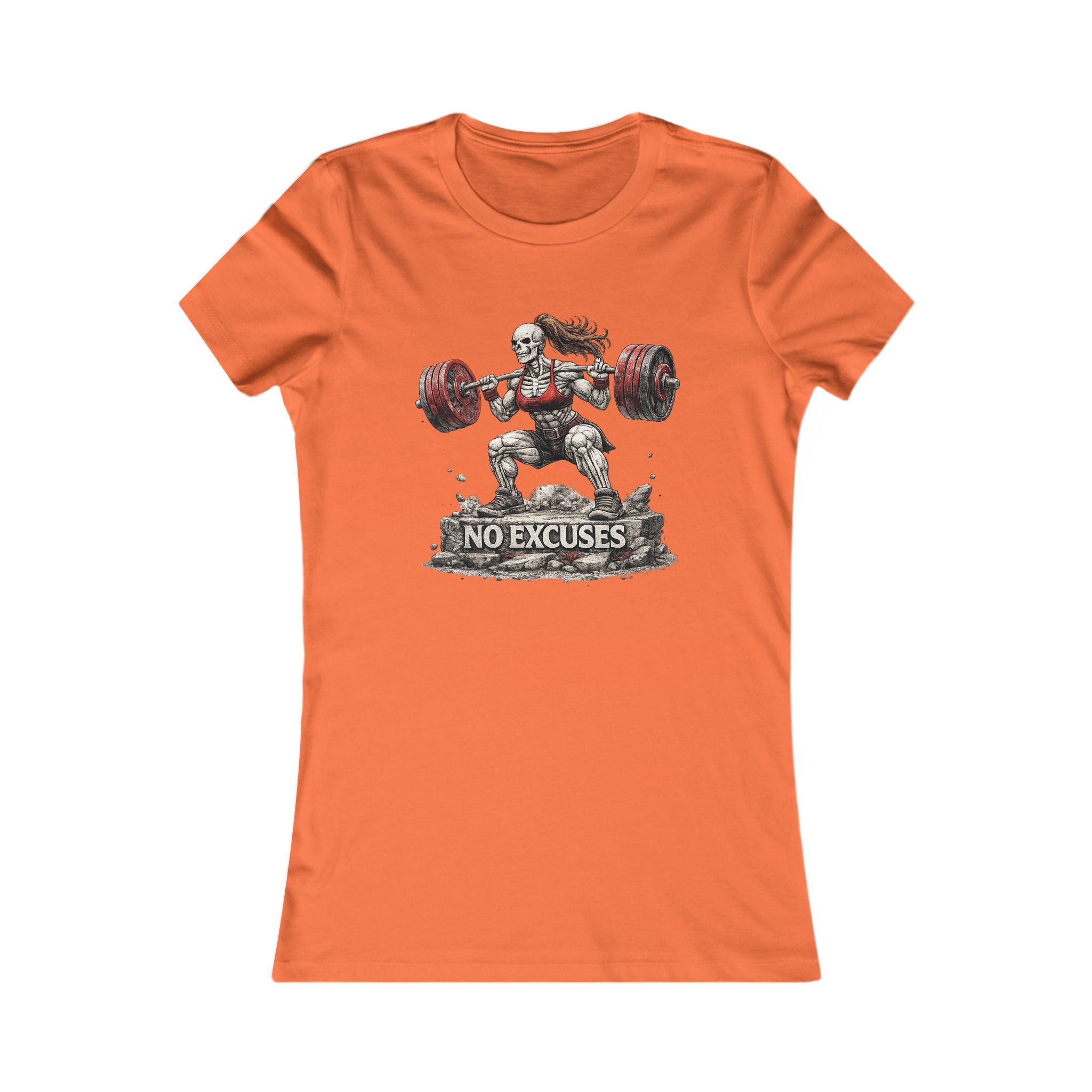 Women’s Fitness Tee — 'No Excuses' Weightlifting Graphic