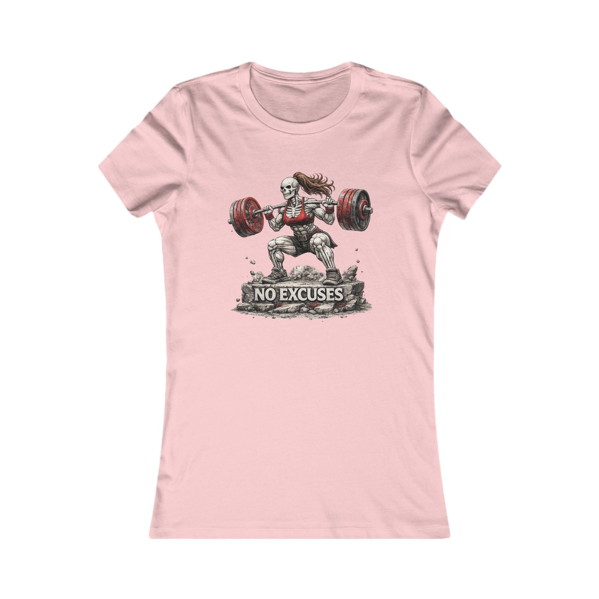 Women’s Fitness Tee — 'No Excuses' Weightlifting Graphic
