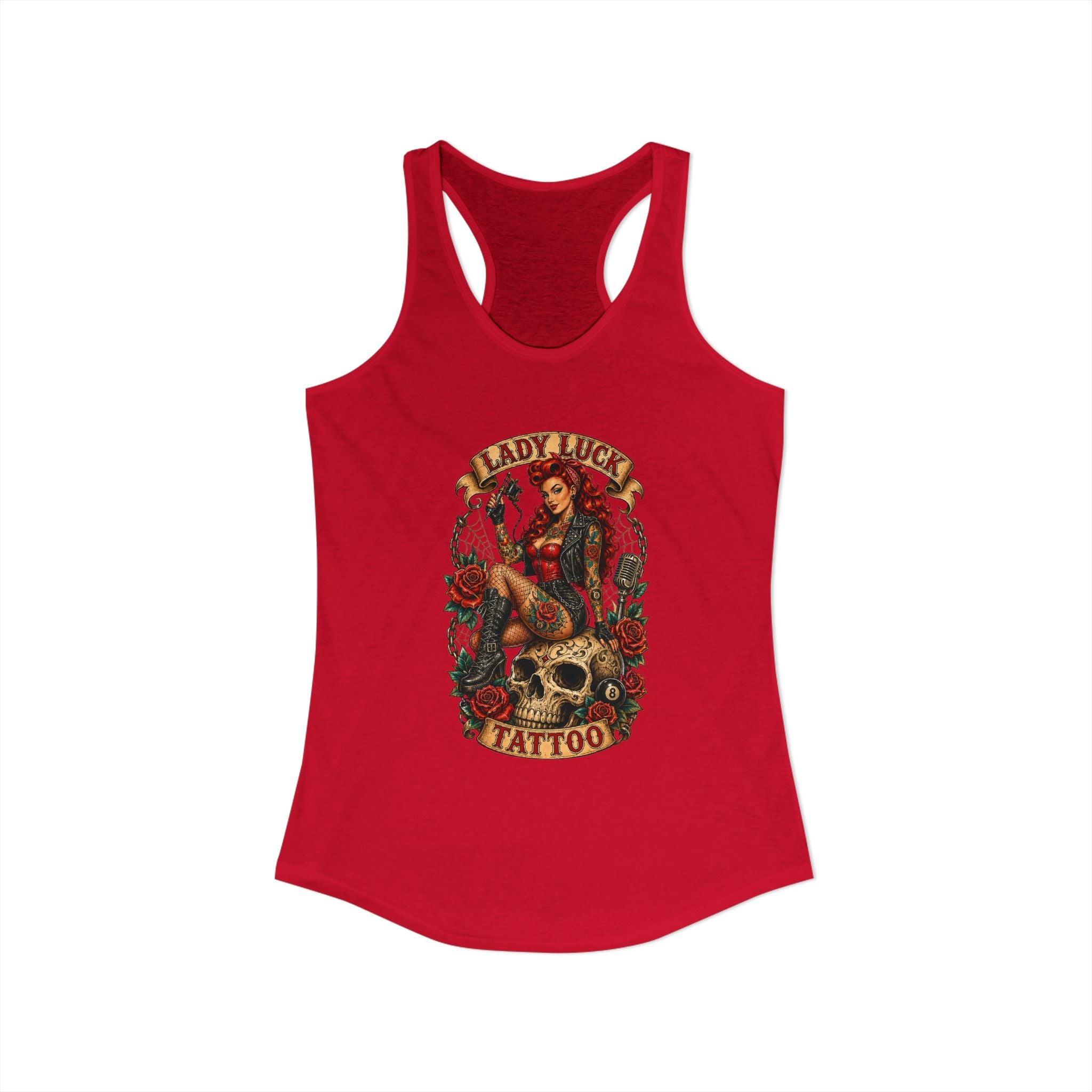 Lady Luck Tattoo Skull Queen Women’s Racerback Tank
