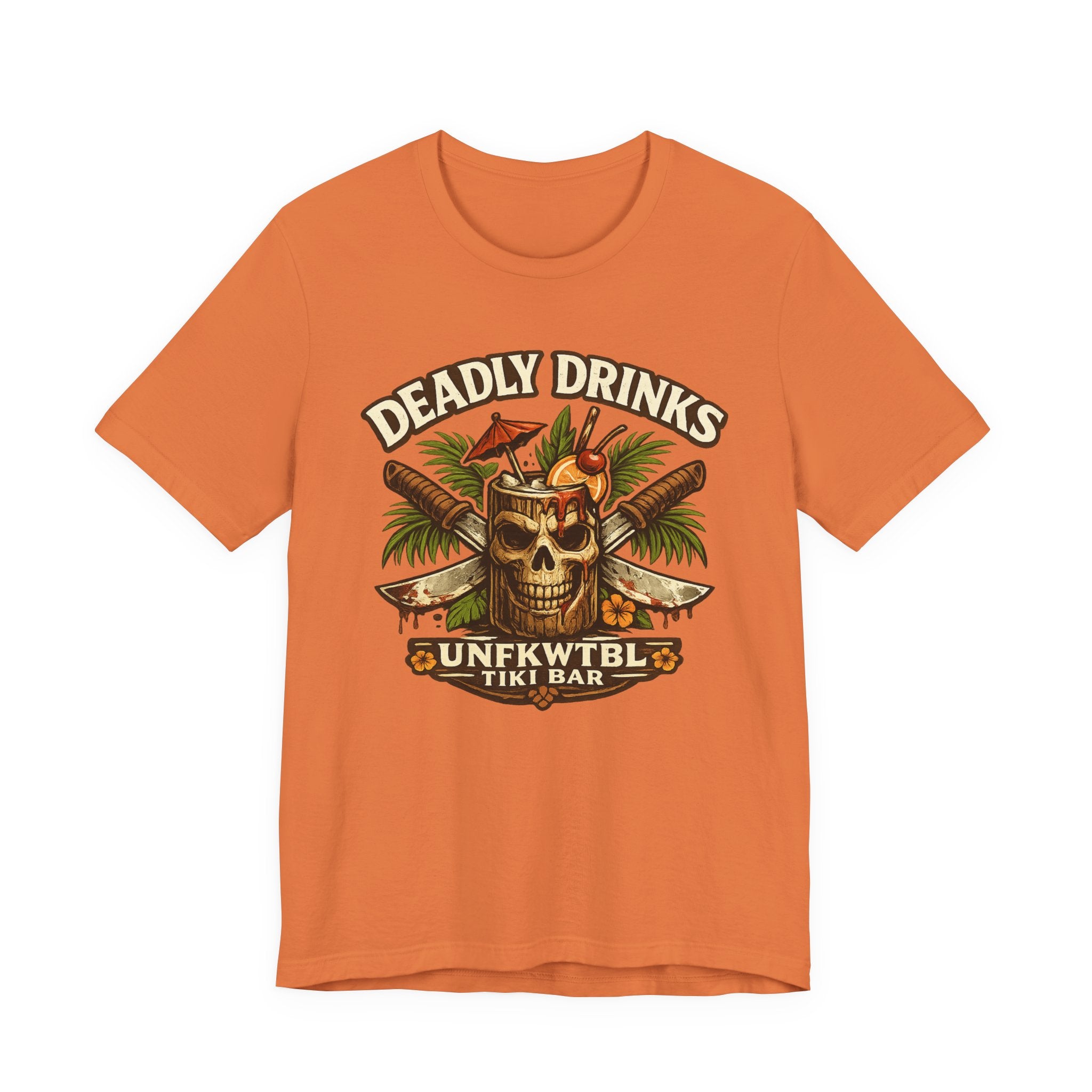 Tiki Bar Skull Tee — "Deadly Drinks" Tropical Cocktail Shirt