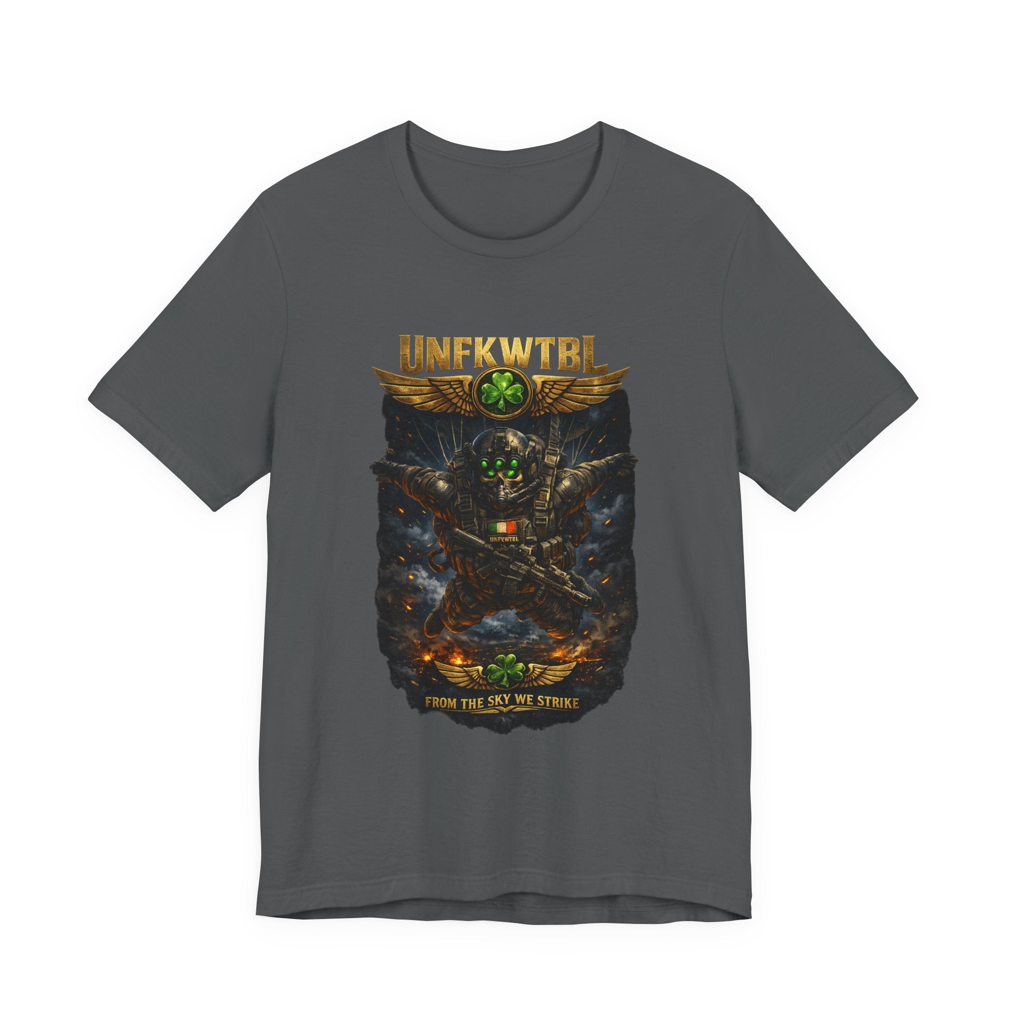 Military Mech Combat T‑Shirt — 'UNFKWTBL' Sci‑Fi Armor Design
