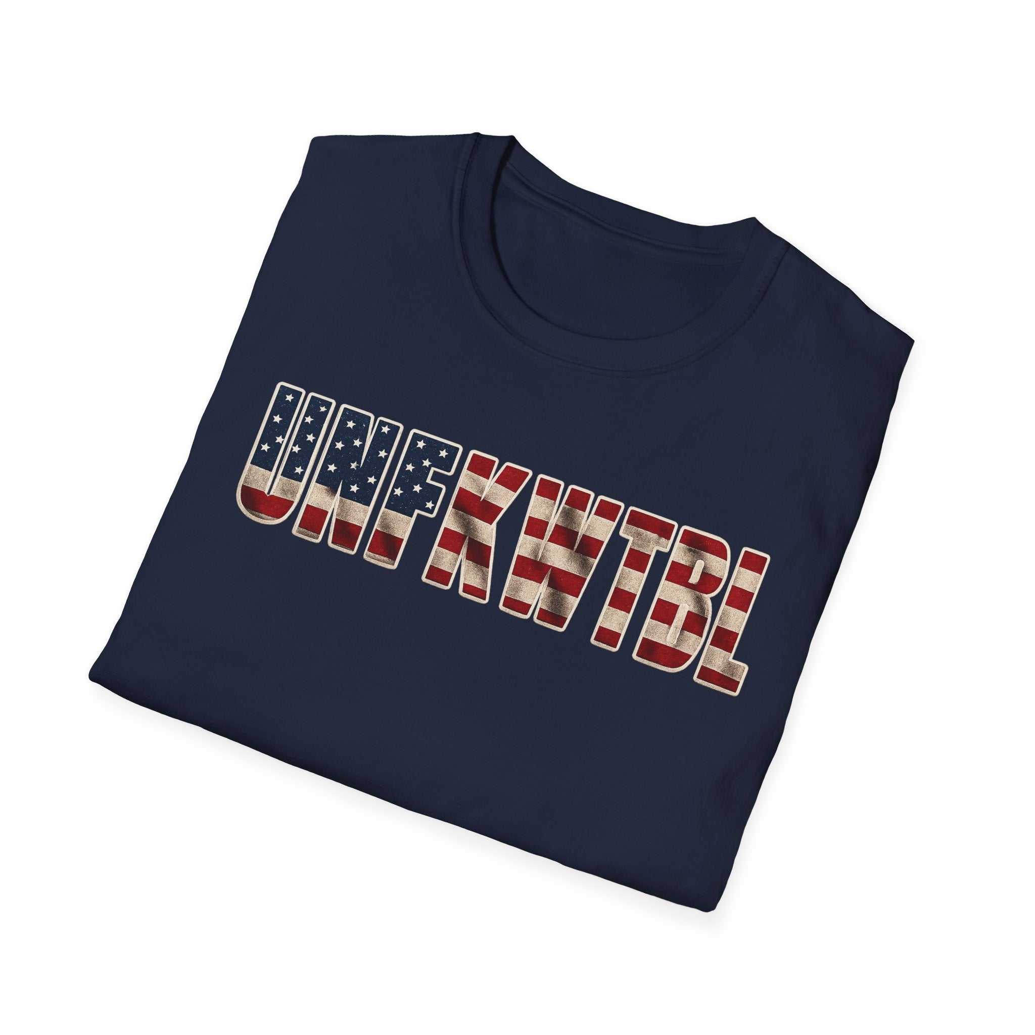 Unfkwtbl Graphic Tee — Bold American Flag Lettering T-Shirt