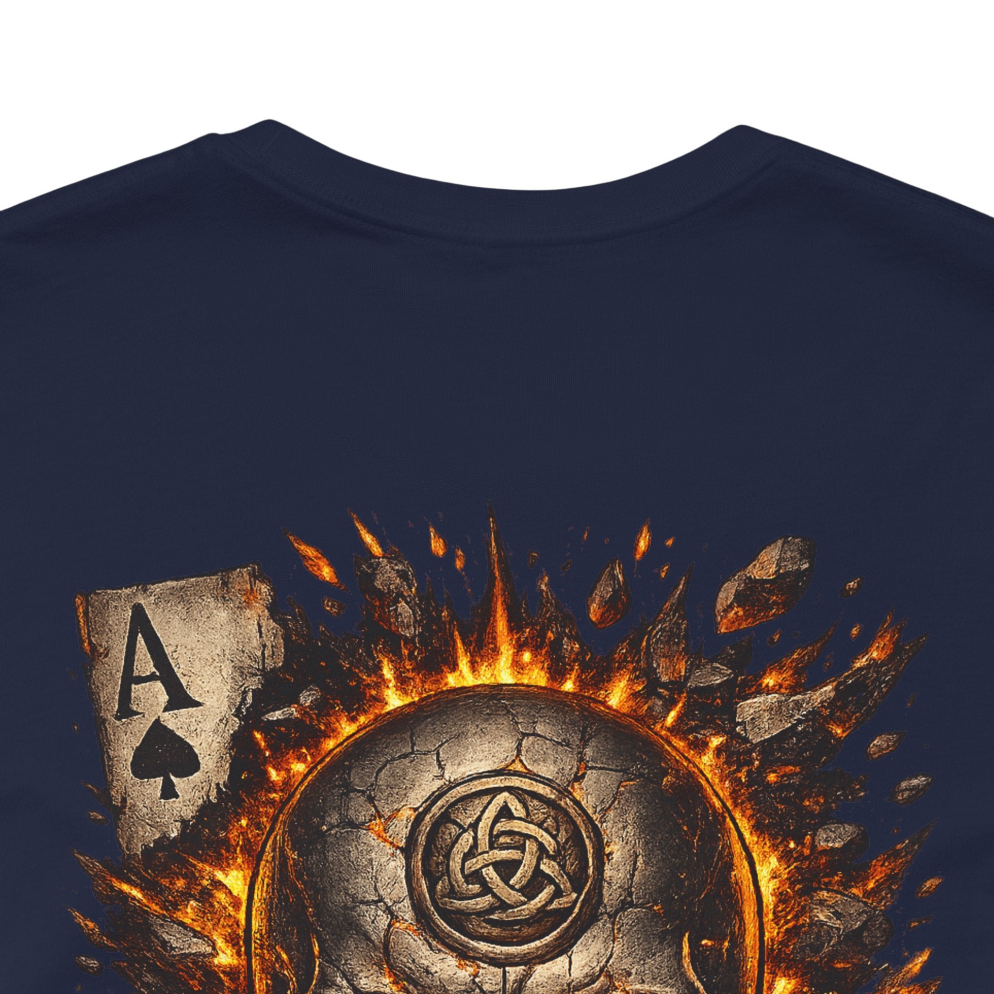 Skull & Flaming Cards Graphic Tee — Poker Skull Short Sleeve T-Shirt