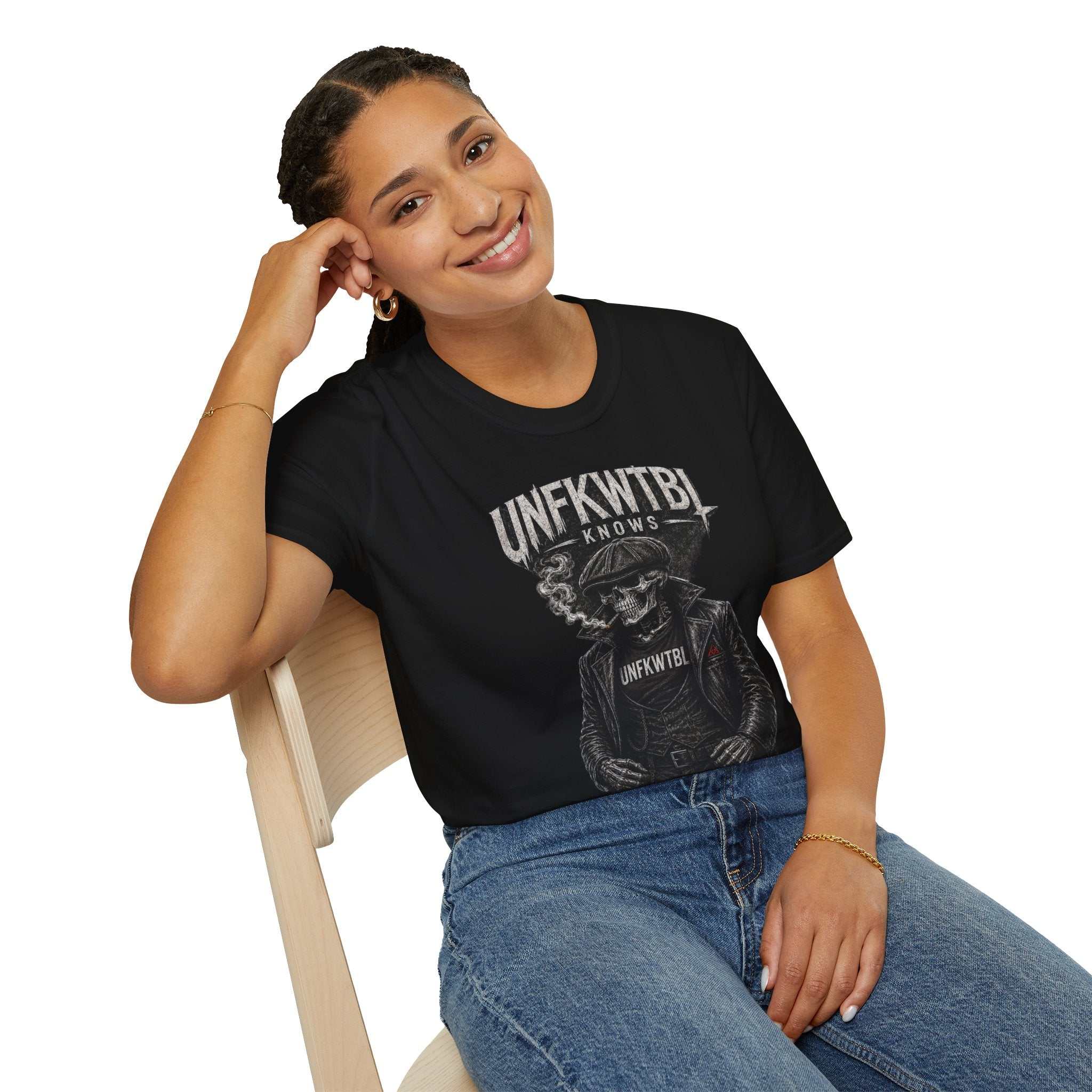 Skull Biker 'UNFKWTBL Knows' Graphic T-Shirt