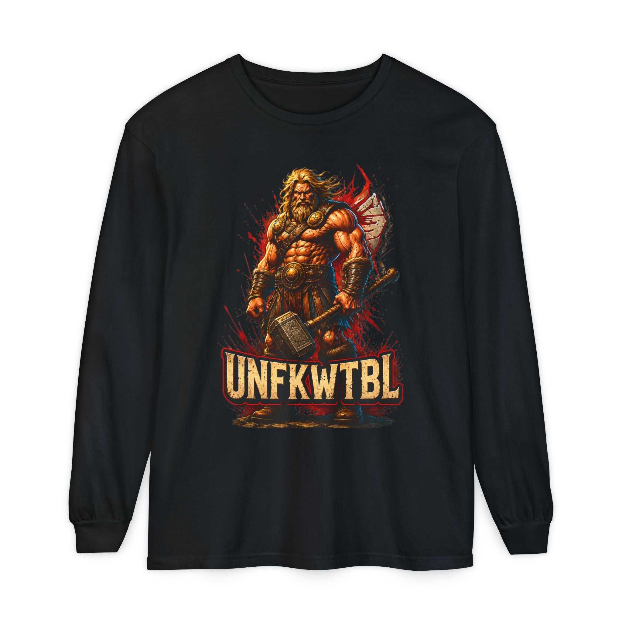 Viking Warrior Long Sleeve Tee — 'UNFKWTBL' Graphic