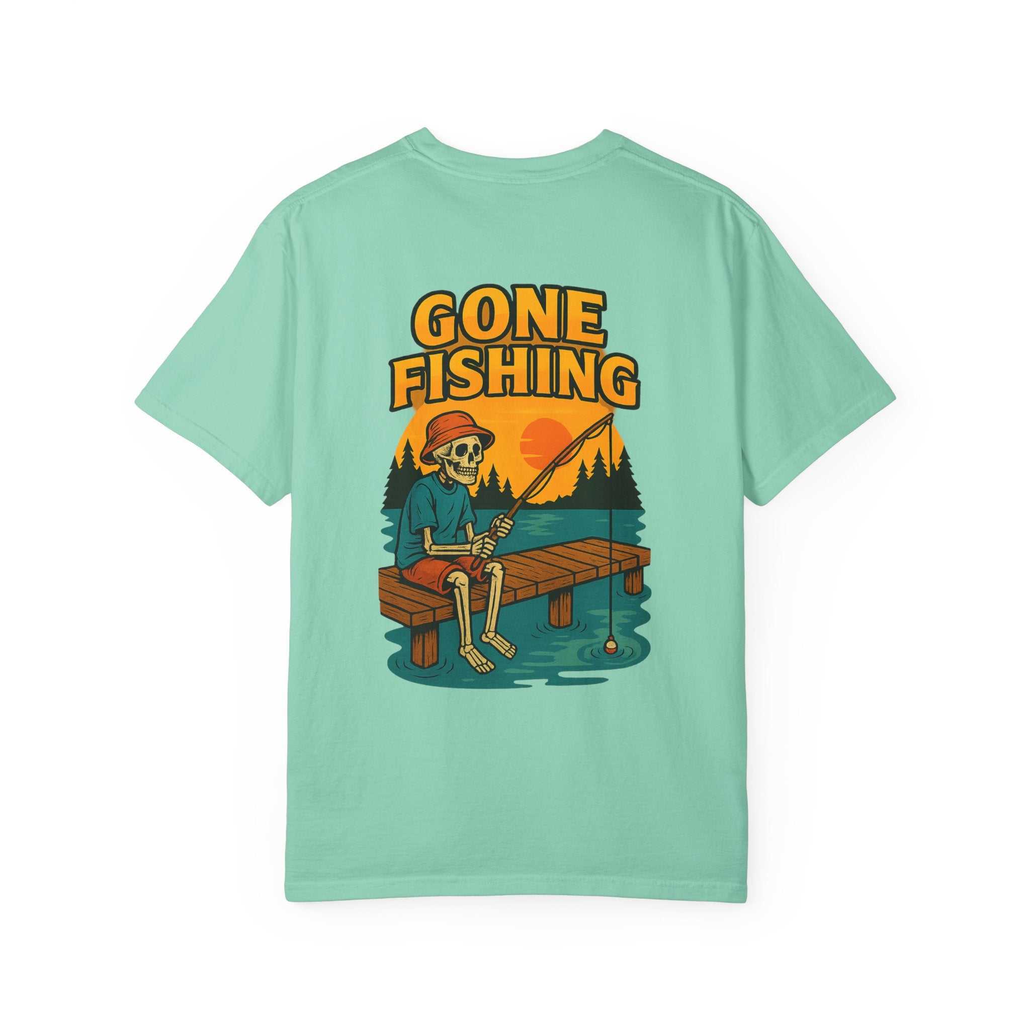 T-Shirt — "Gone Fishing" Retro Skeleton Fishing Graphic Tee