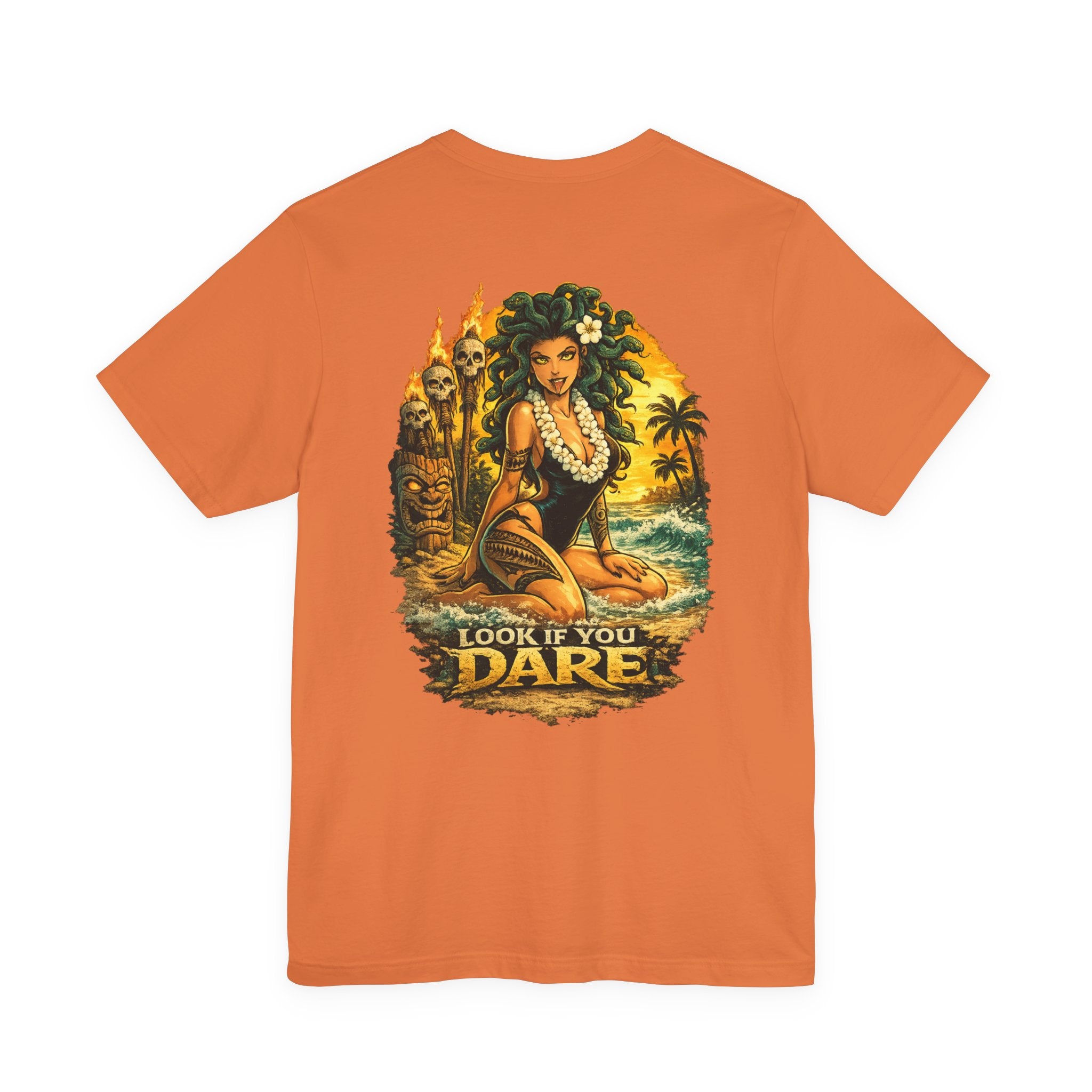 T-Shirt — Vintage Hawaiian Pinup “Look If You Dare” Tropical Surf Tee