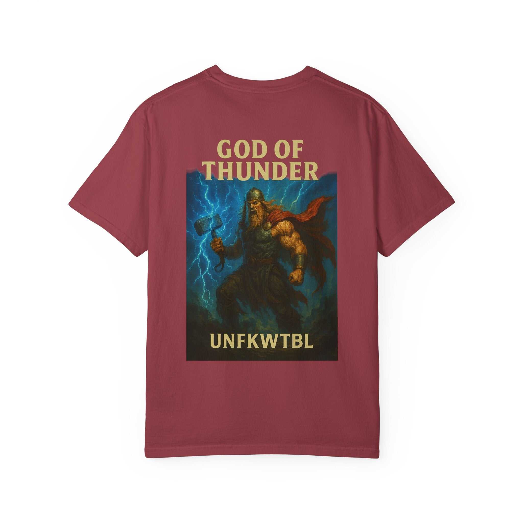 Thor True God unisex T-shirt with garment-dyed fabric and durable double-needle stitching in multiple sizes