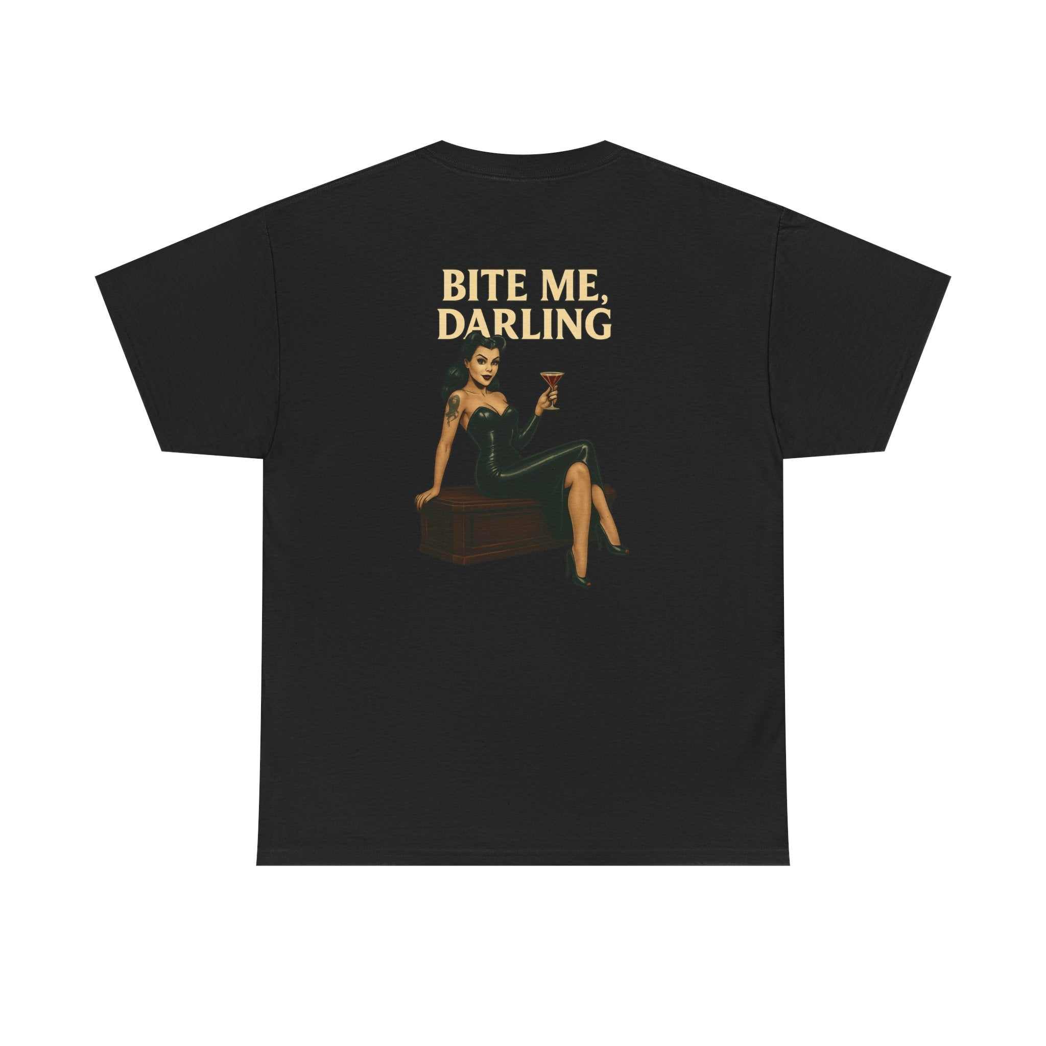 Dracula's Queen Vampire bite me design on unisex heavy cotton t-shirt