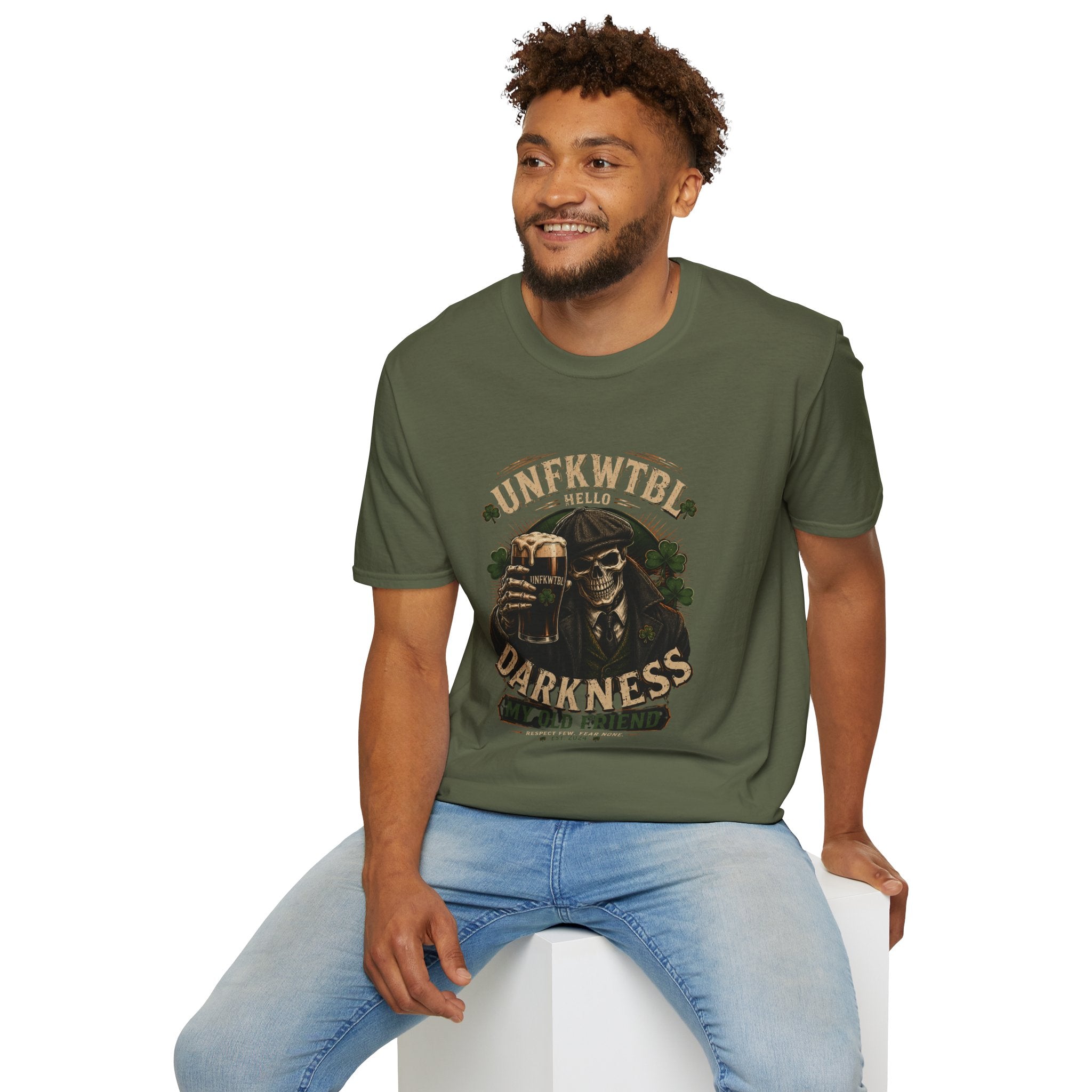 Darkness Hello T-Shirt — Skull & Beer Gothic Graphic Tee