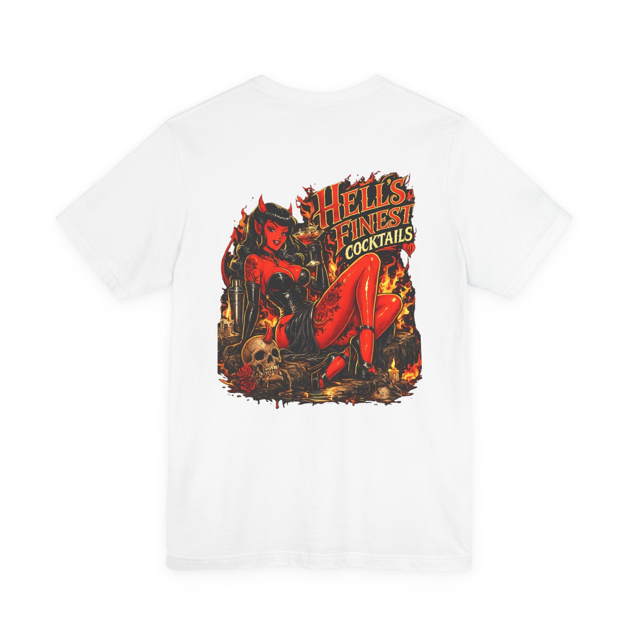 Graphic Tee — "Hell's Finest Cocktails" Pinup Devil Design