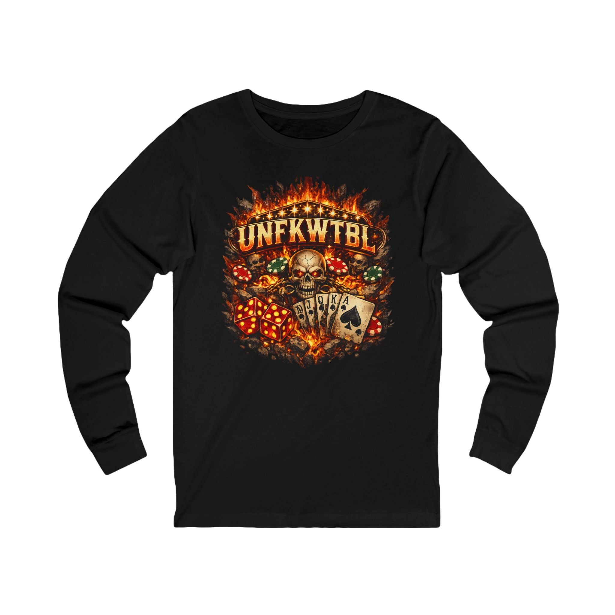 Skull Poker Flames Long Sleeve Tee – UNFKWTBL Graphic