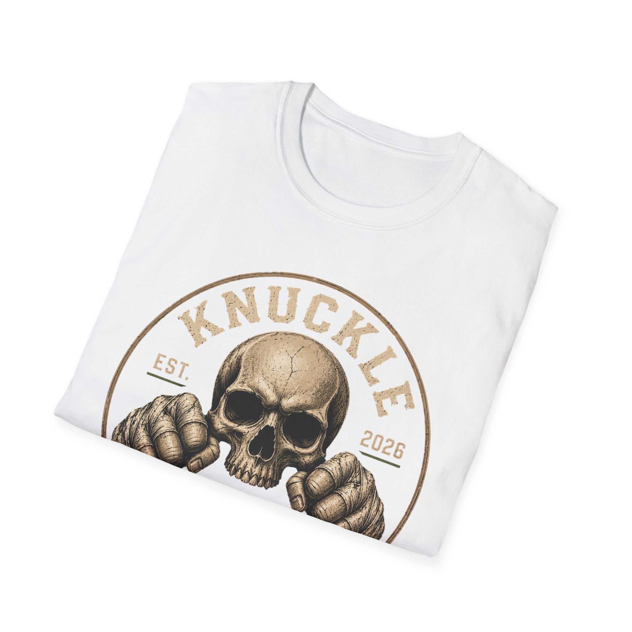 Knuckle Down Skull T-Shirt — Vintage Fighting Fist Design