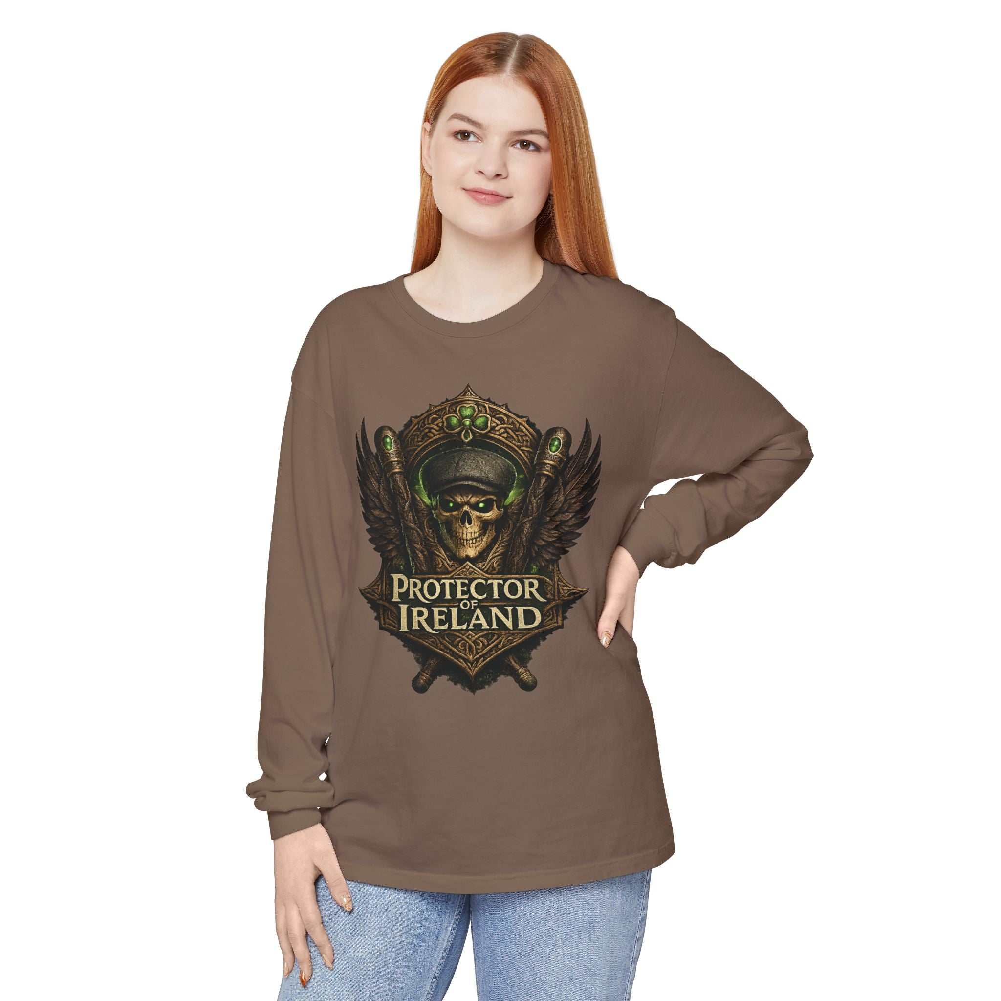 Protector of Ireland Long Sleeve Tee — Skull Crest Irish Pride
