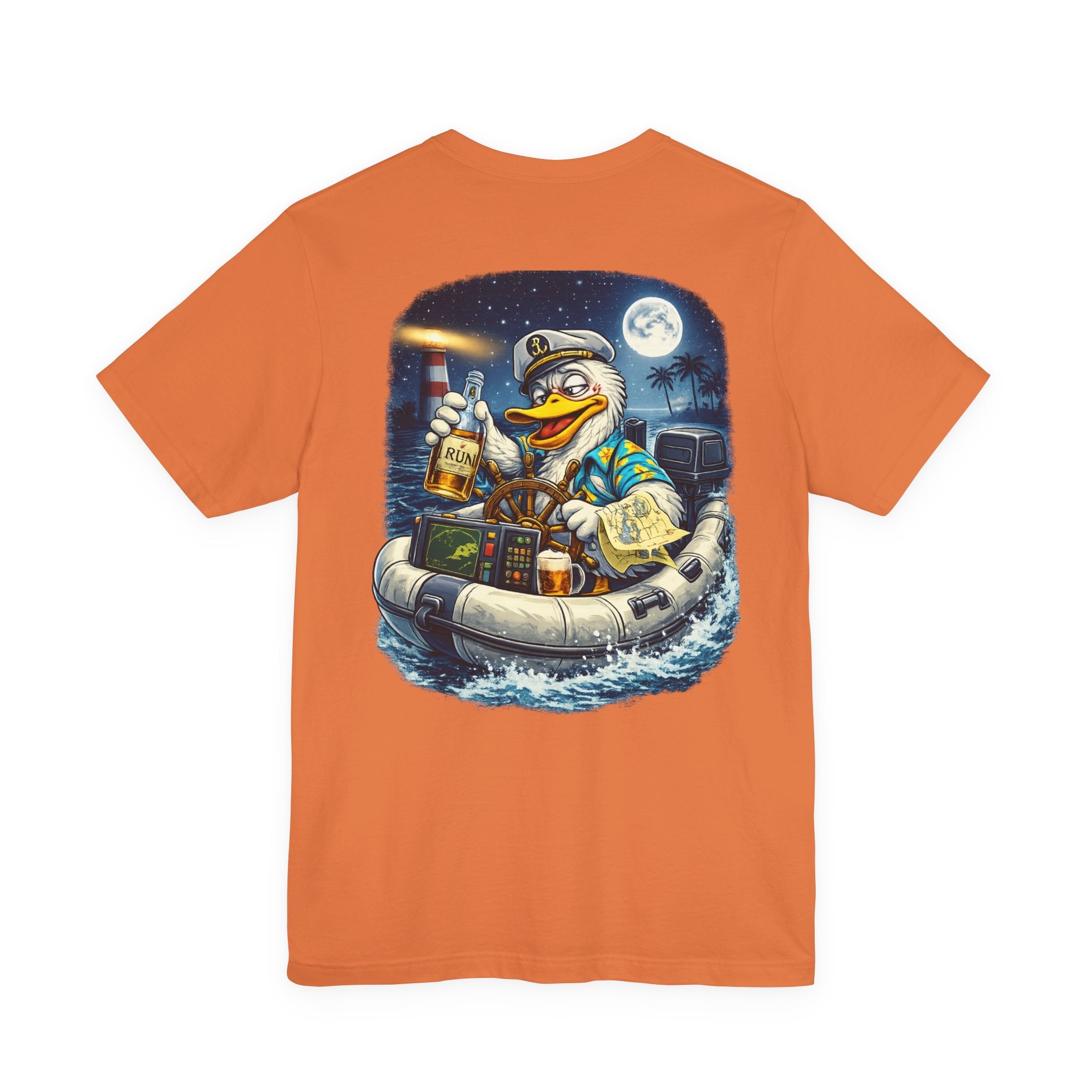 Duck Captain Graphic Tee — Sailor Duck Drinking Rum Retro Beach Shirt