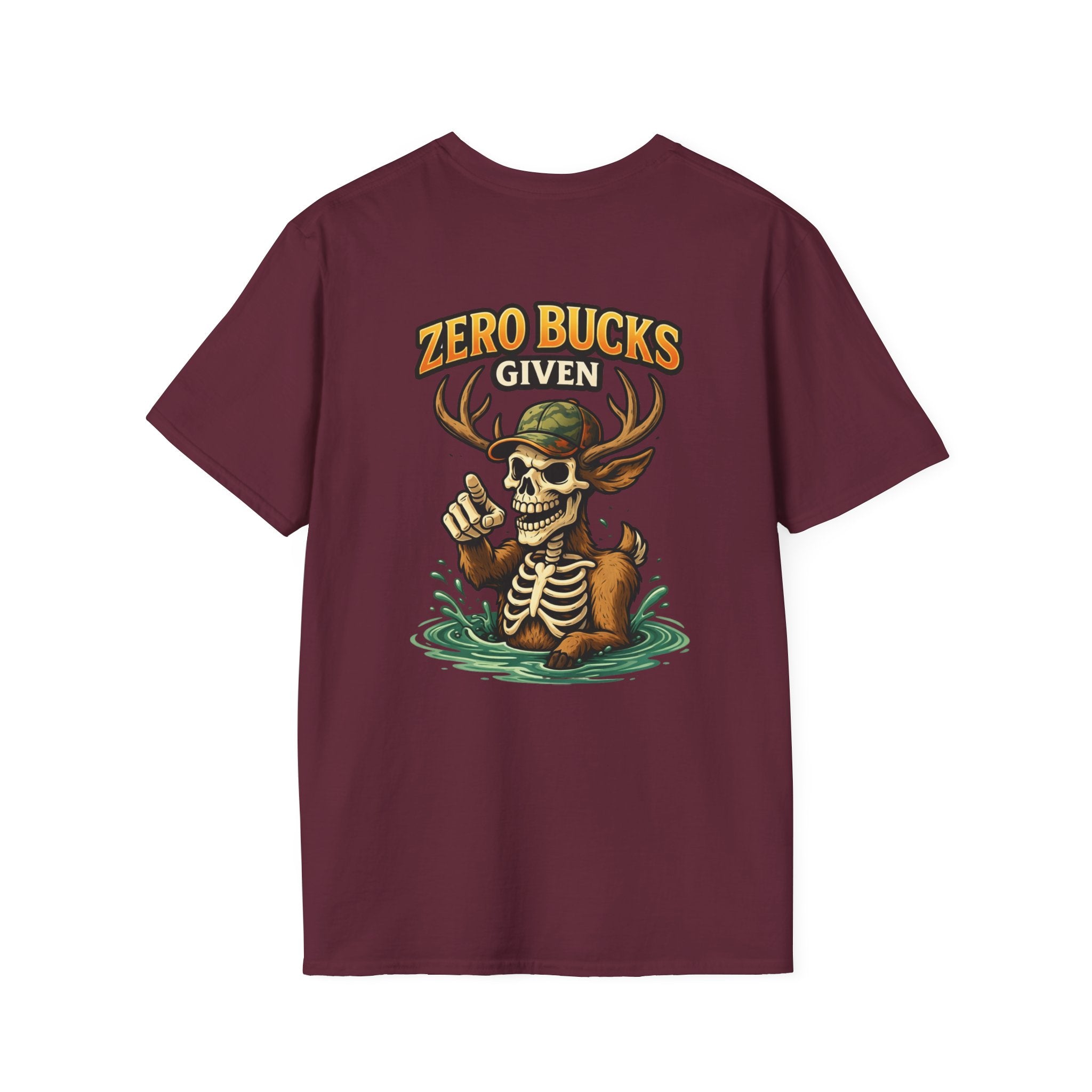 Zero Bucks Given T-Shirt — Skull Deer Hunter Graphic Tee