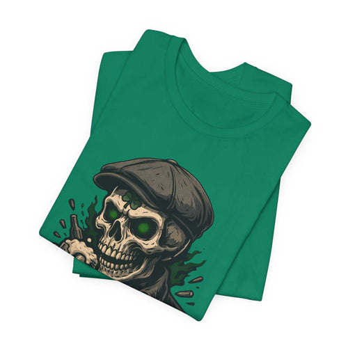 Dead & Lucky Skull Tee with grinning skull graphic and vintage pub style design