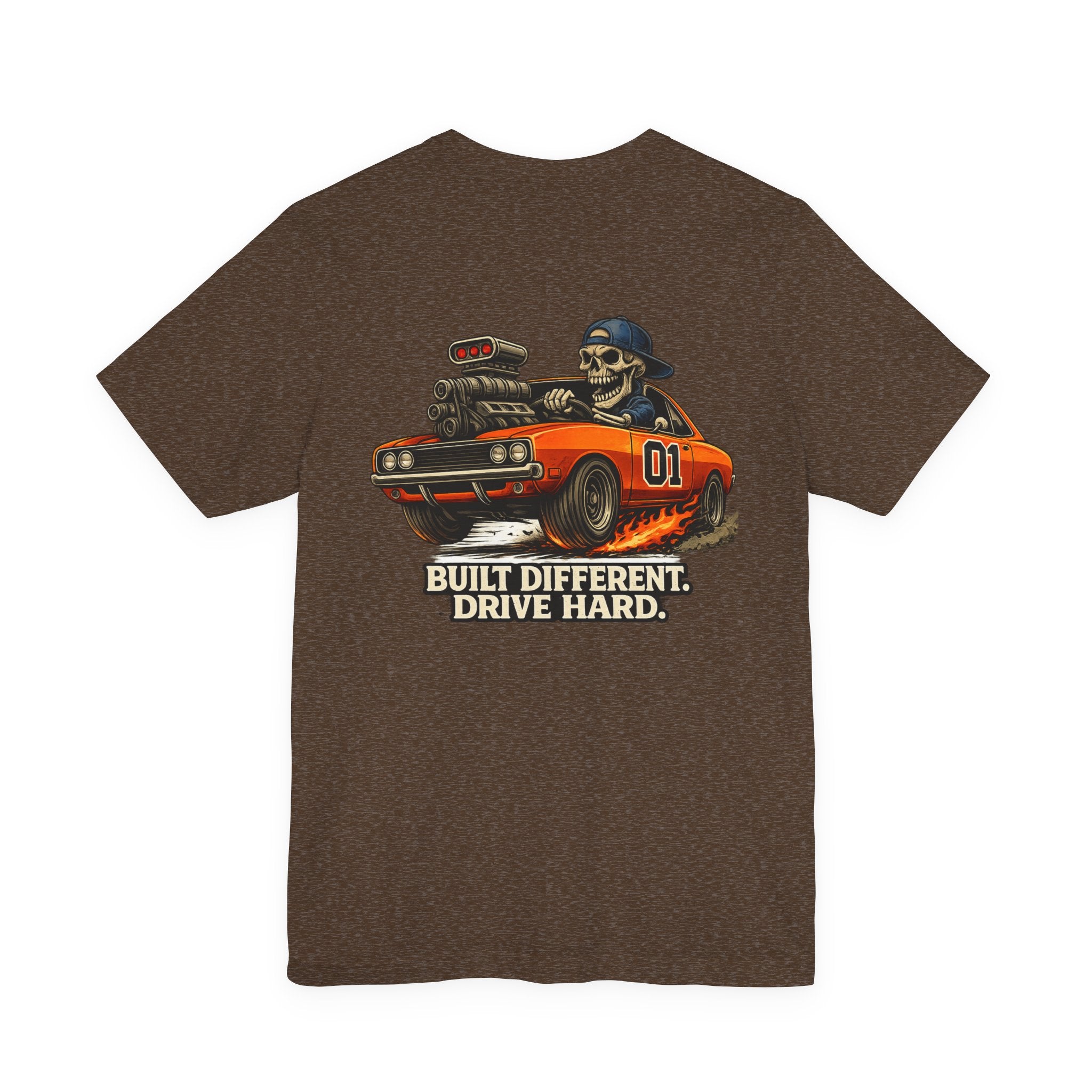 Muscle Car Skull Tee — "Built Different. Drive Hard." Graphic T-Shirt