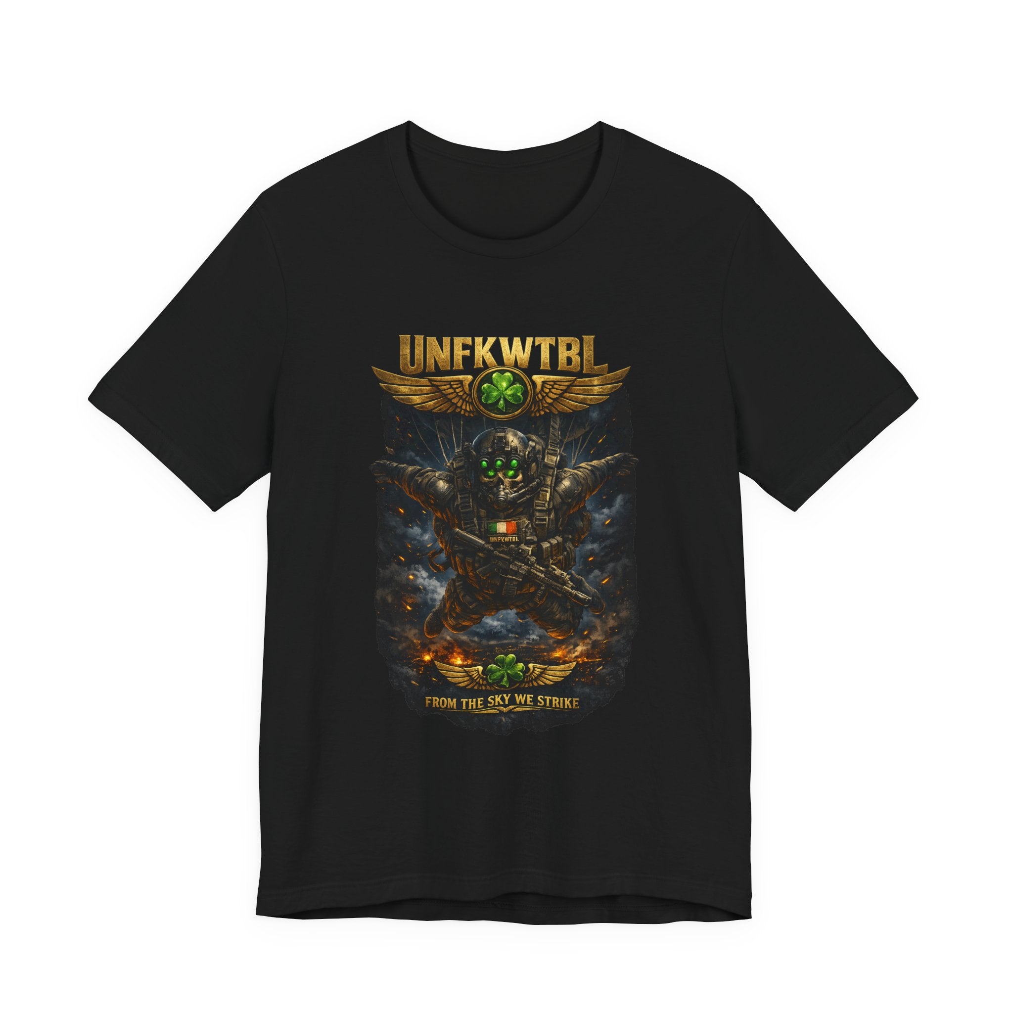 Military Mech Combat T‑Shirt — 'UNFKWTBL' Sci‑Fi Armor Design