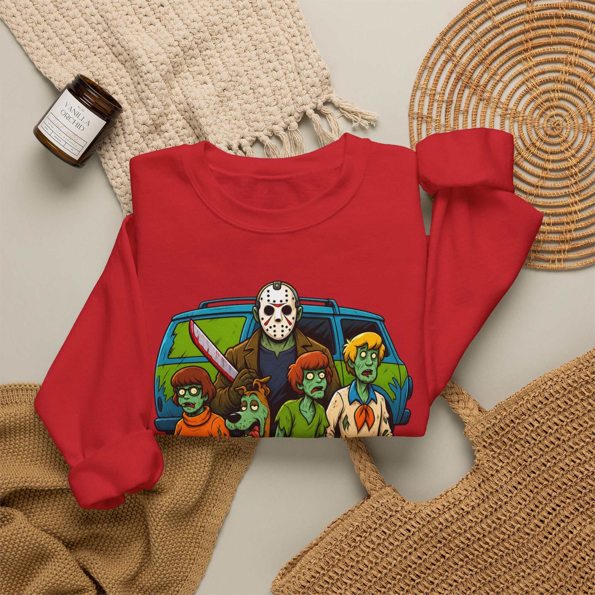 Horror Squad Crewneck Sweatshirt — Cartoon Zombie Kids & Jason Design (UNFKWTBL)