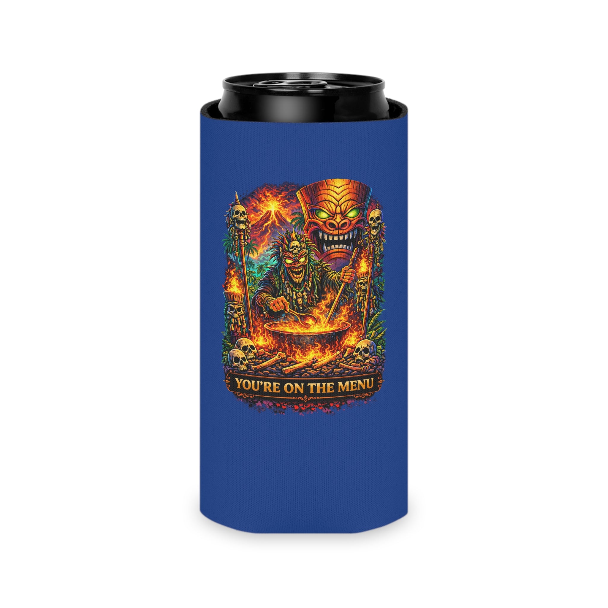 Can Cooler - "Stay Cold" Skull Hand Beer Koozie (You’re On The Menu)