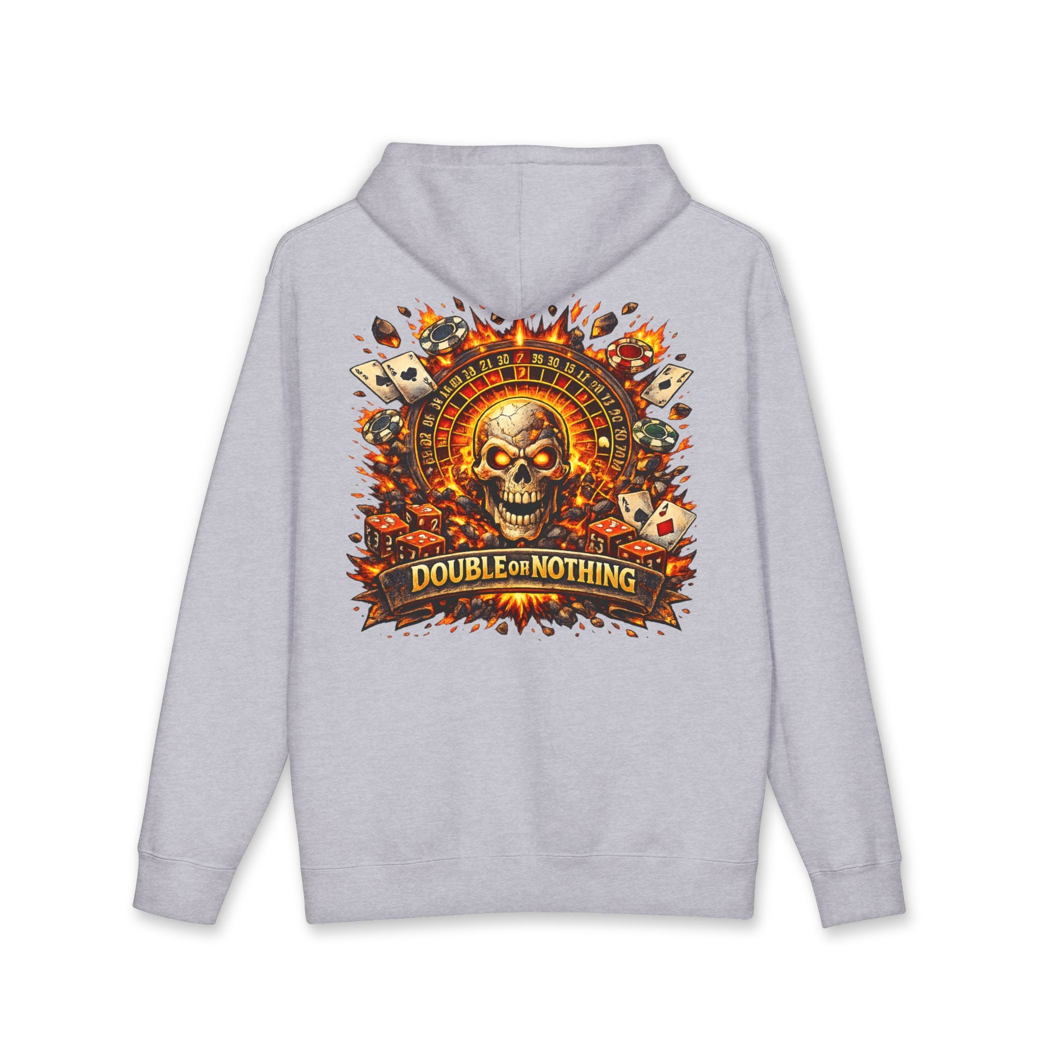 Hoodie — "Double or Nothing" Skull Poker Graphic Hoodie