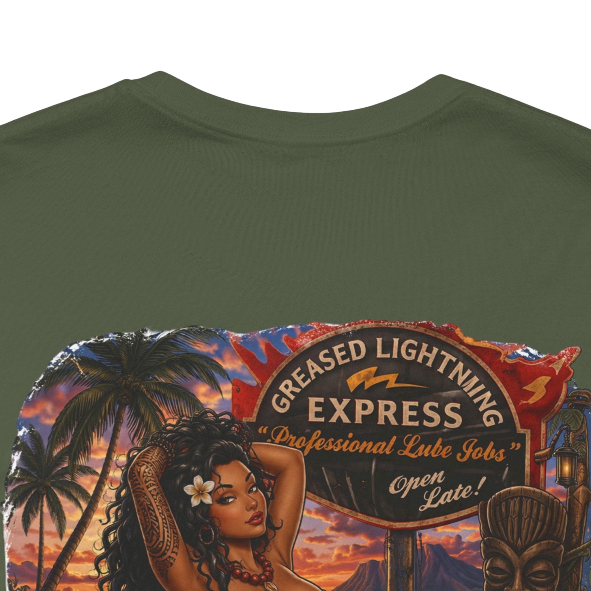 Motorcycle Pin-Up Tee — Sunset Riders Graphic T-Shirt