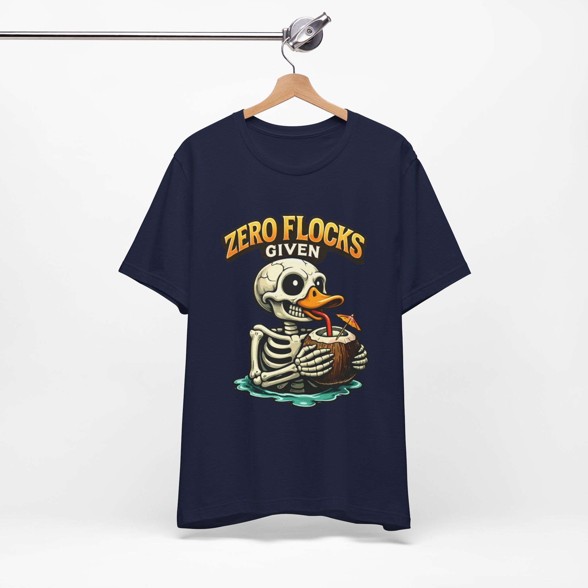 T‑Shirt — "Zero Flocks Given" Skeleton Duck Graphic Tee