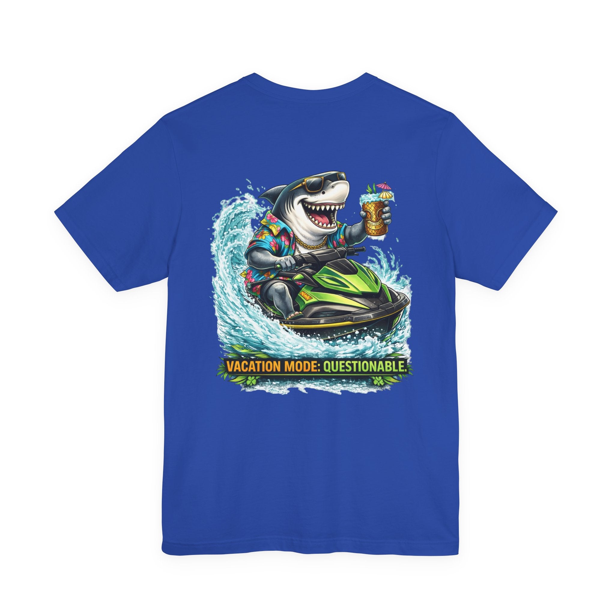 Shark Jet Ski Tee — "Vacation Mode: Questionable" Graphic T-Shirt