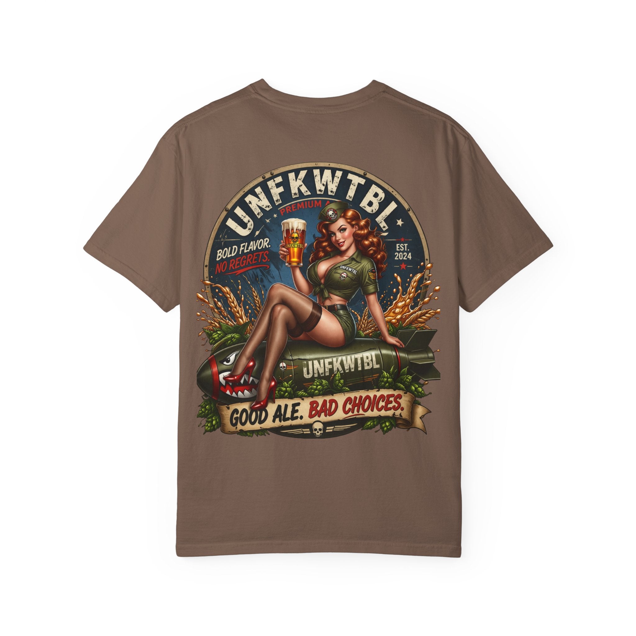 Beer Pinup T-Shirt – "Good Ale, Bad Choices" Retro Graphic Tee