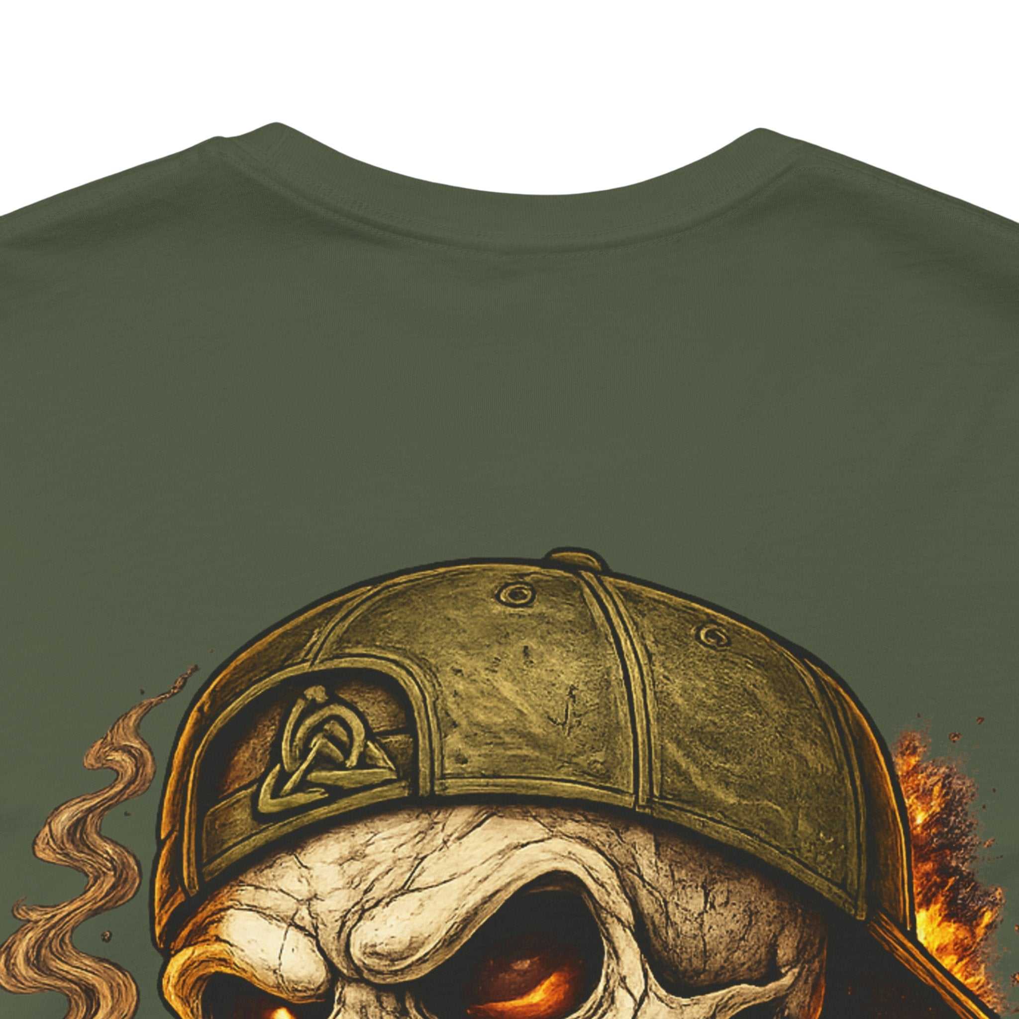 Built Different Skull Tee with bold biker skull graphic and "BUILT DIFFERENT" tagline on black cotton shirt