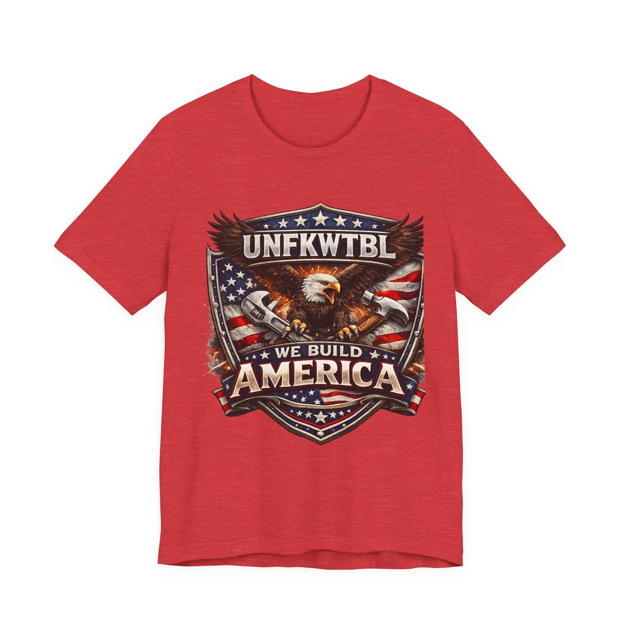 We Build America T-Shirt — Patriotic Eagle Flag Graphic Tee (UNFKWTBL)
