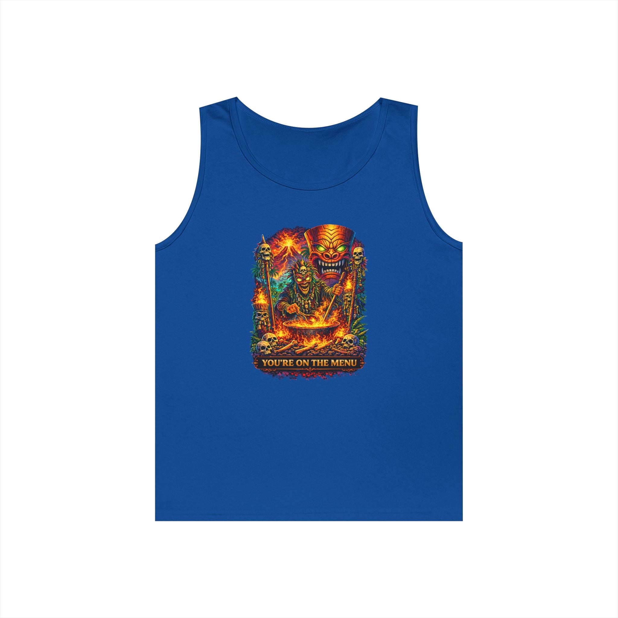 Horror Grilling Tank Top — Fiery Demon BBQ "You're On The Menu"