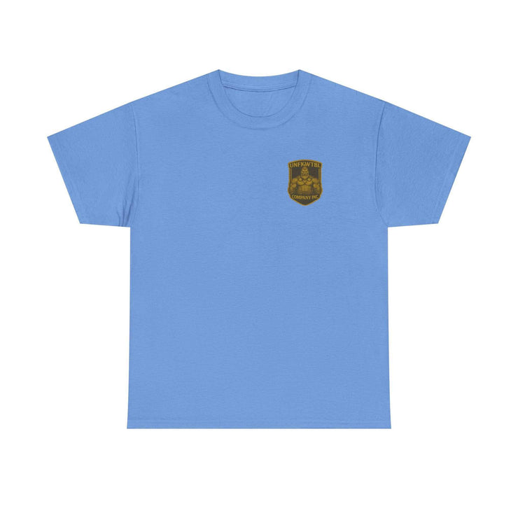 Light blue unisex heavy cotton tee with Thorgar Bbq Valhalla logo, casual and sustainable Viking BBQ shirt