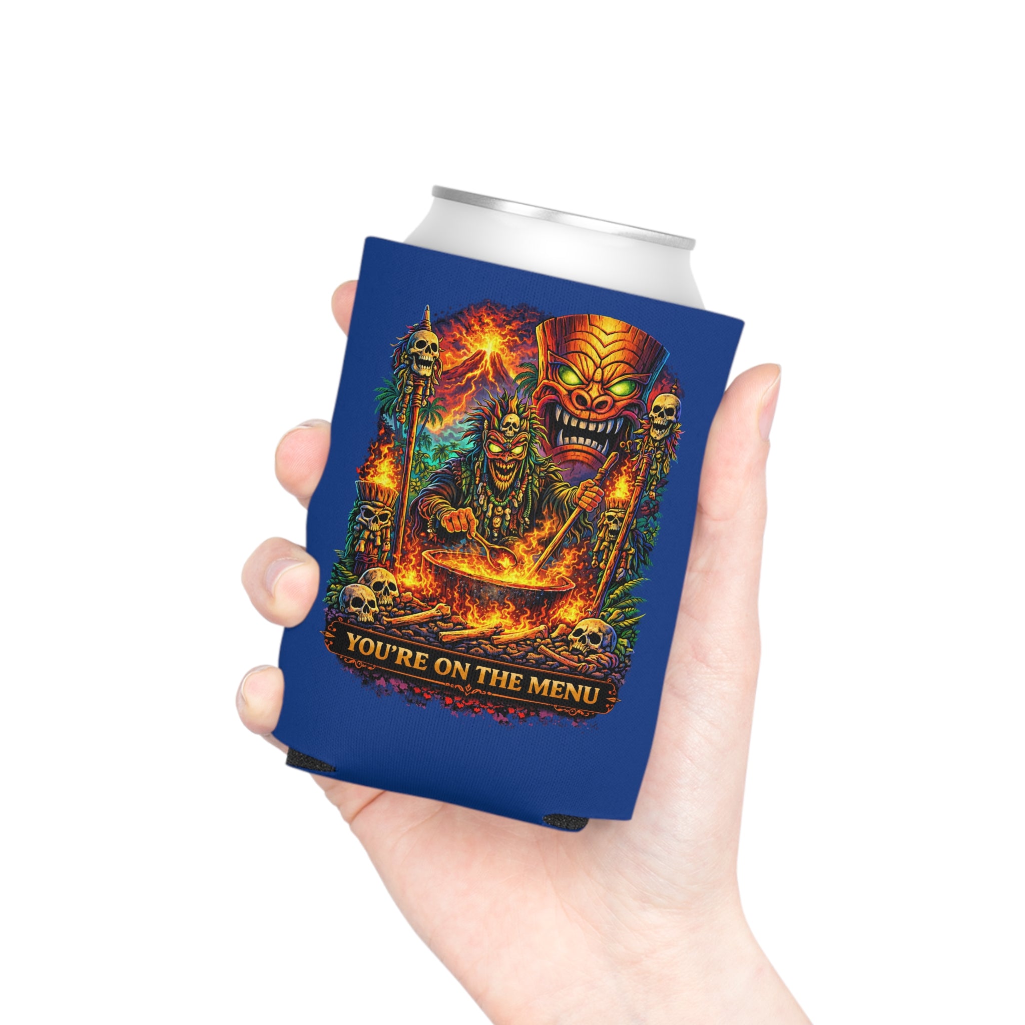 Can Cooler - "Stay Cold" Skull Hand Beer Koozie (You’re On The Menu)