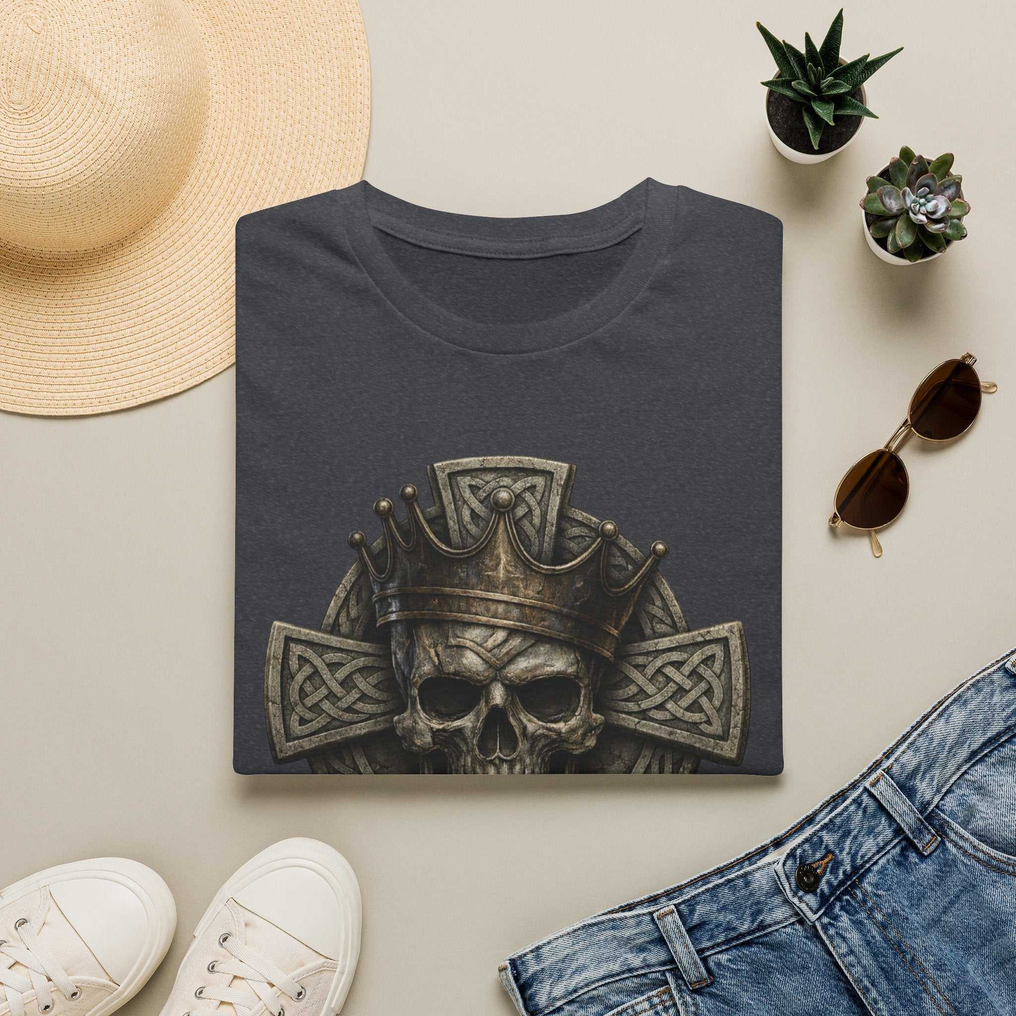Skull King Cross T-Shirt — Gothic Celtic Crown Graphic Tee