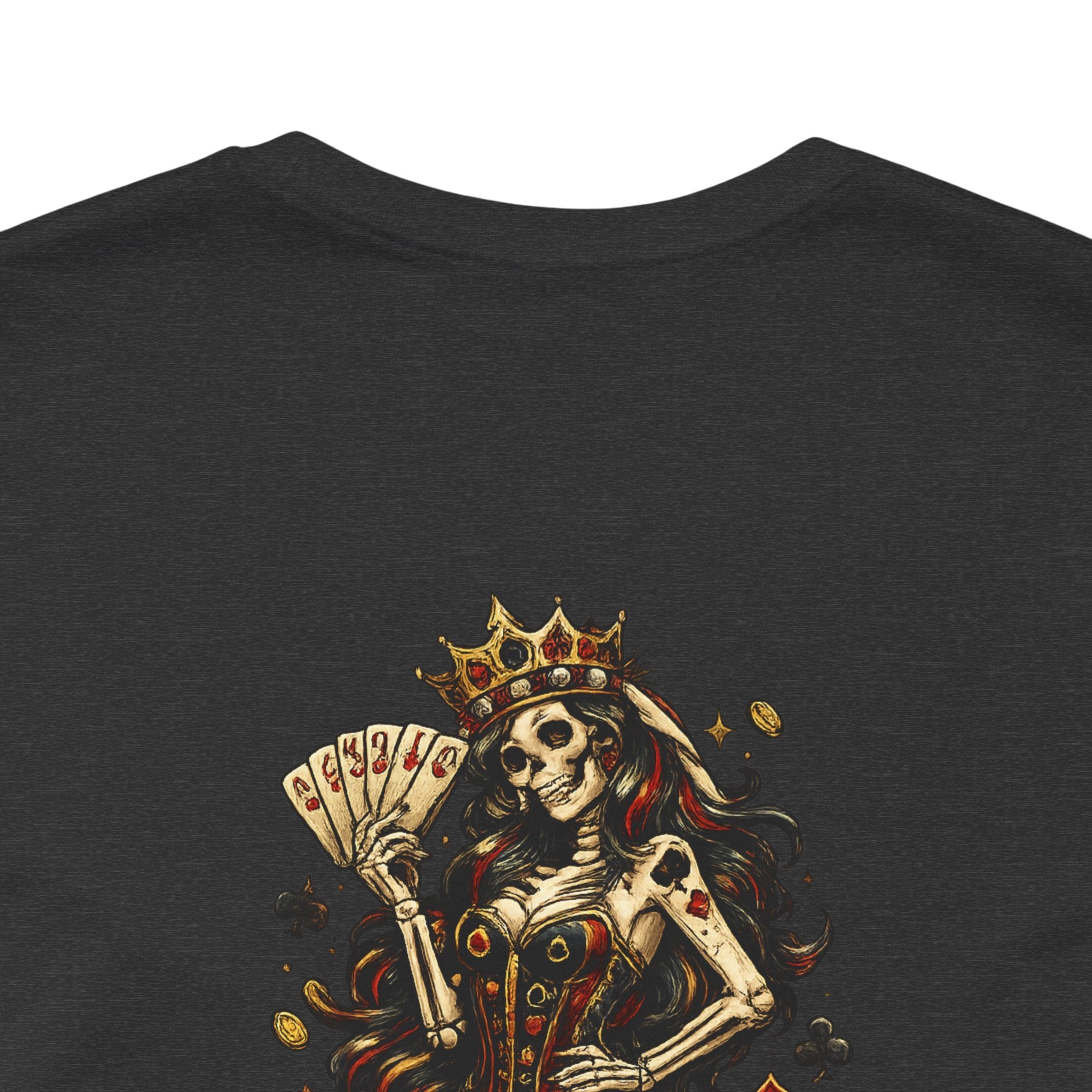 Queen of the House Poker T‑Shirt — Day of the Dead Card Skull Tee