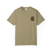 Unisex garment-dyed beige T-shirt with Beast King graphic, soft cotton fabric, casual vintage style