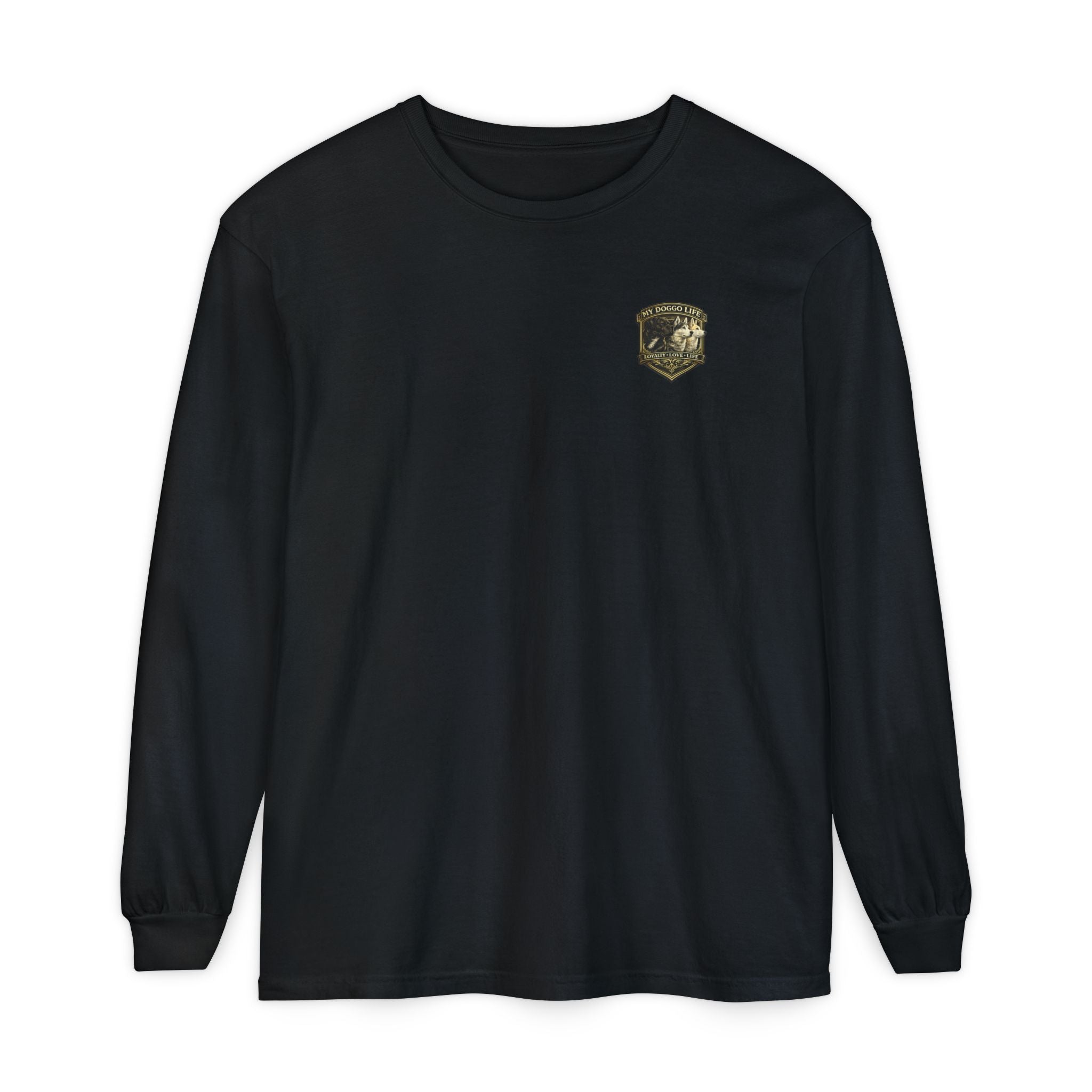 Long Sleeve T-Shirt — "My Doggo Life" Black Dog Graphic
