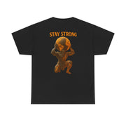 Black Atlas Strong Unisex Tee with inspirational "STAY STRONG" graphic of Atlas holding the Earth on back