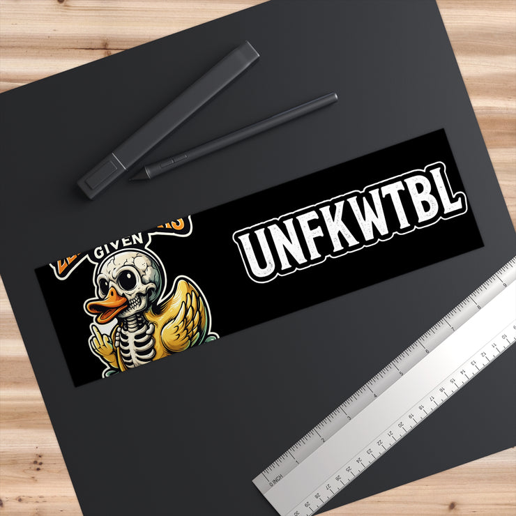 Bumper Sticker — “Zero Flocks Given” Skeleton Duck (UNFKWTBL) Funny Vinyl Decal