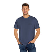 Unisex navy blue Chucky Cocktail T-shirt with relaxed fit, made of 100% US cotton and double-needle stitching for durability