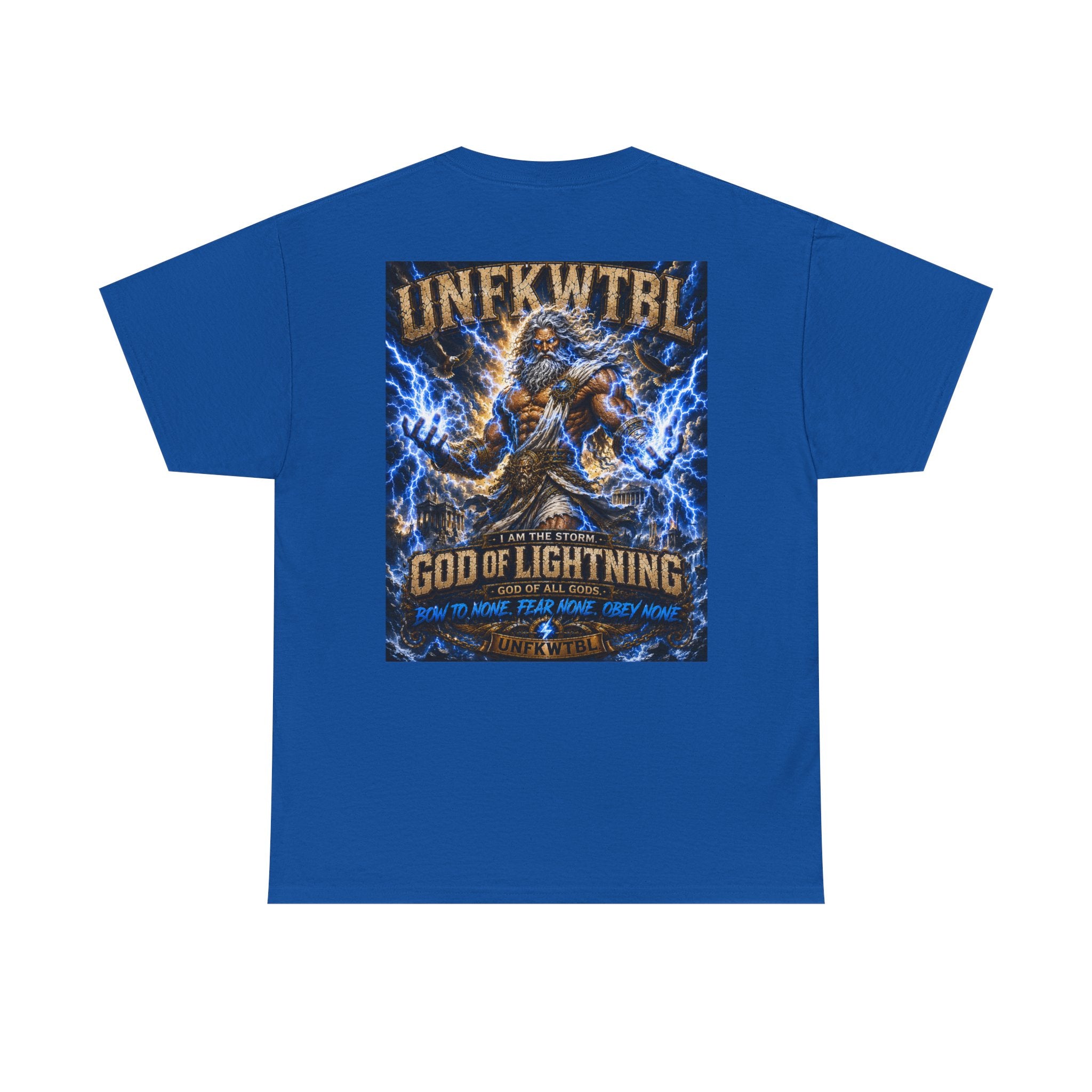 God of Lightning Graphic Tee — "UNFKWTBL" Mythic Thunderback T‑Shirt