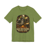 Graphic Tee — 'Bad Decisions Brewed Here' Skeleton Beer Shirt