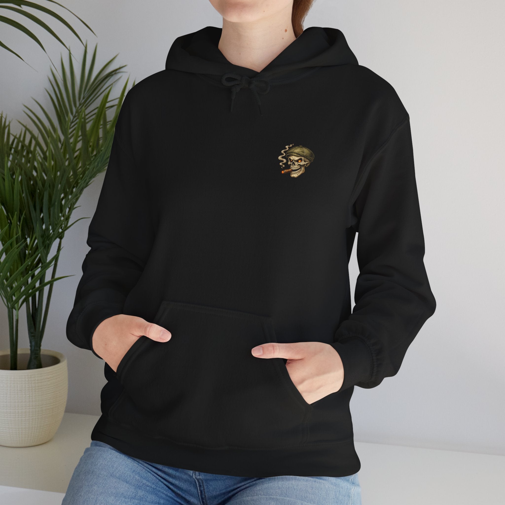 Still Standing Skull Hoodie — Vintage Military Skeleton Smoking Cigar Sweatshirt
