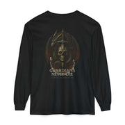 Black long sleeve t-shirt with guardian skull, dragon, and Celtic sword graphic design