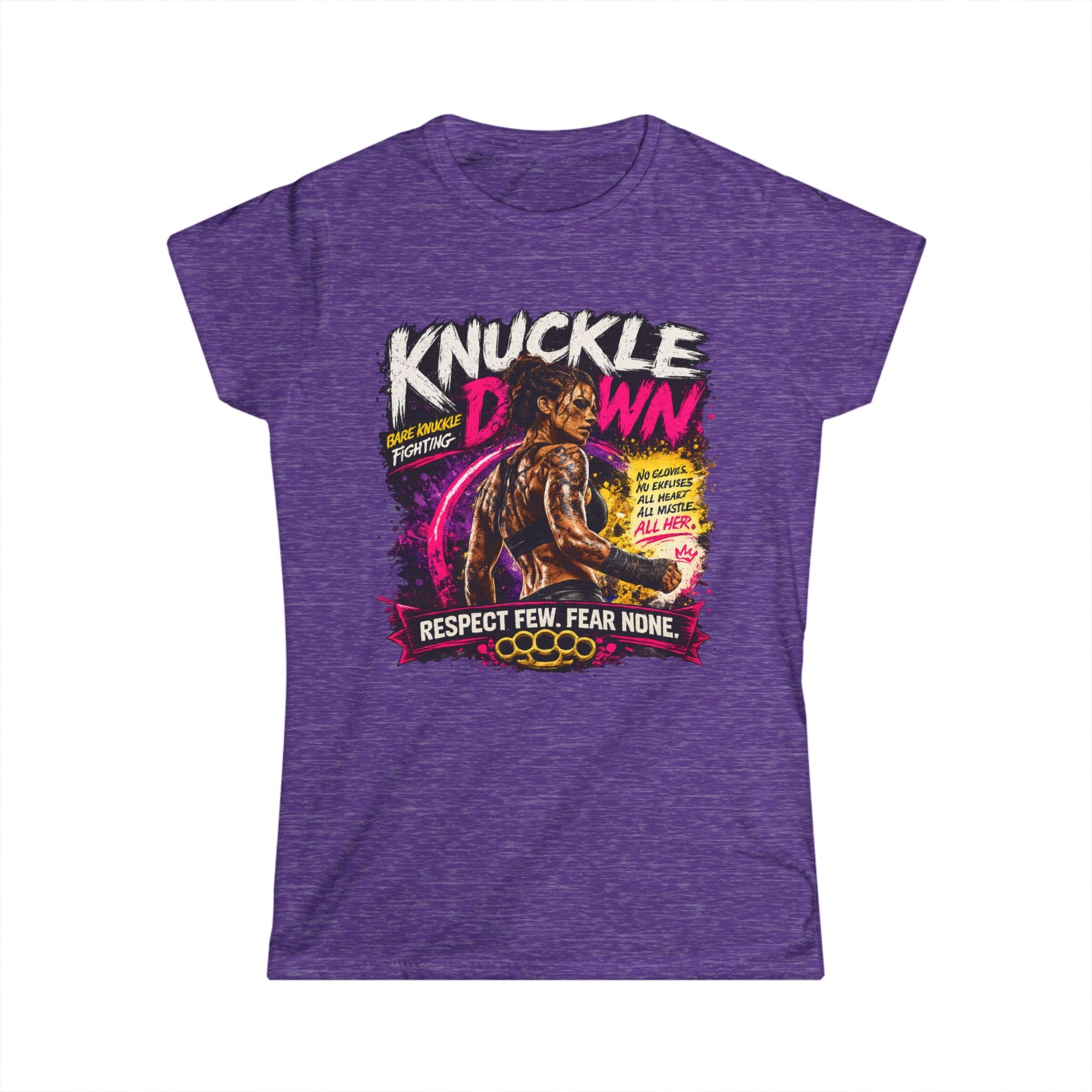 Knuckle Down Boxing Tee – "Respect Few, Fear None" Graphic Women's Shirt
